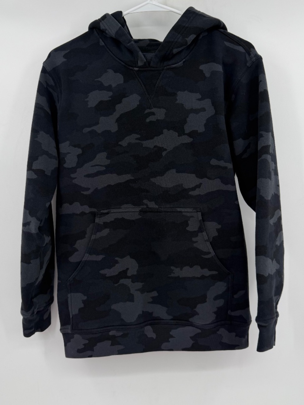 Lululemon Scuba Hoodie Women 4 Black Blue Camo Pullover Sweatshirt Fleece